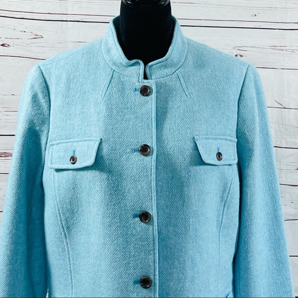 Talbots Women’s Blazer Jacket Blue Wool Blend Twill Size 18 - Picture 4 of 10